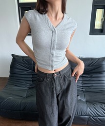 Vネック ノースリーブ カーディガン