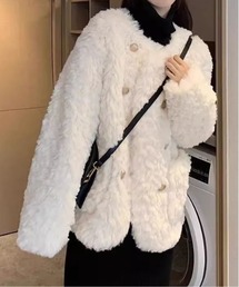 プードルファーダブルボタンビックシルエットジャケット