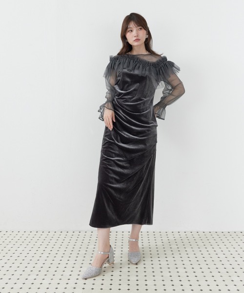 Kana(カナ)の「パールチュールウェーブIラインドレス パーティー 結婚式 お呼ばれ オケージョン(ドレス・レディース・オリーブ/グレイッシュブルー/ブラック・M)」の16枚目の写真