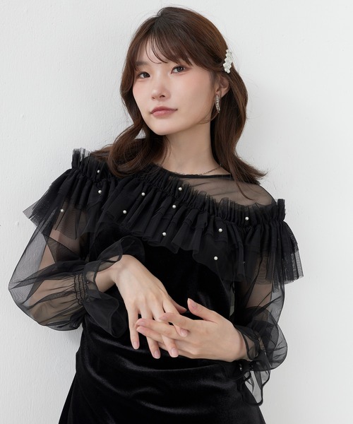 Kana(カナ)の「パールチュールウェーブIラインドレス パーティー 結婚式 お呼ばれ オケージョン(ドレス・レディース・オリーブ/グレイッシュブルー/ブラック・M)」の9枚目の写真