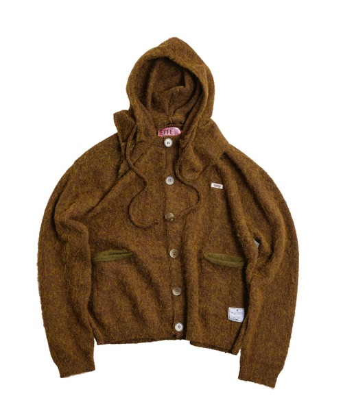 EFFECTEN（エフェクテン）の「【EFFECTEN】Shaggy hooded cardigan（カーディガン/ボレロ・メンズ・チャコールグレー/ブラウン・FREE）」の3枚目の写真