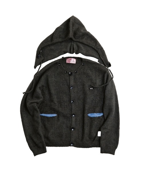 EFFECTEN（エフェクテン）の「【EFFECTEN】Shaggy hooded cardigan（カーディガン/ボレロ・メンズ・チャコールグレー/ブラウン・FREE）」の5枚目の写真