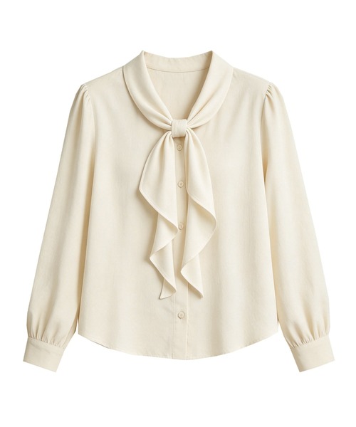 LUCPY(ラクピー)の「フリルボウタイブラウス(シャツ/ブラウス・レディース・アイボリー・LARGE/MEDIUM/SMALL/X-LARGE)」の1枚目の写真