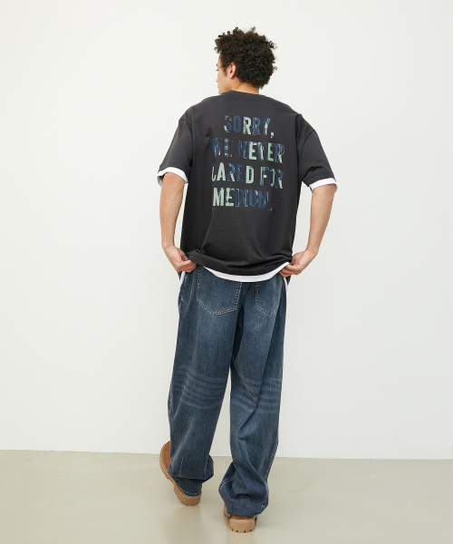 BOOVOOM（ブーブーム）の「[ビッグサイズ]ネバーケアM Tシャツ（Tシャツ/カットソー・メンズ・ブルー/チャコール・XL/XXL/XXXL）」の5枚目の写真
