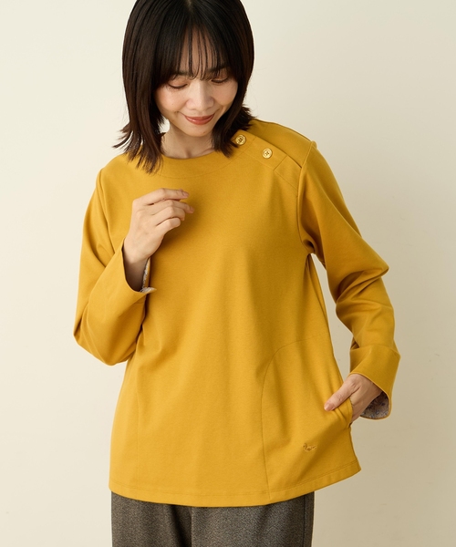 DECOY SINCE 1981(デコイシンスイチキュウハチイチ)の「【Liberty】リバティプリントクルーネックプルオーバー(Tシャツ/カットソー・レディース・マスタード/ネイビー・M/L/LL)」の11枚目の写真