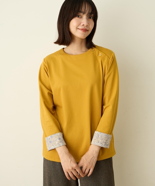 DECOY SINCE 1981(デコイシンスイチキュウハチイチ)の「【Liberty】リバティプリントクルーネックプルオーバー(Tシャツ/カットソー・レディース・マスタード/ネイビー・M/L/LL)」の14枚目の写真