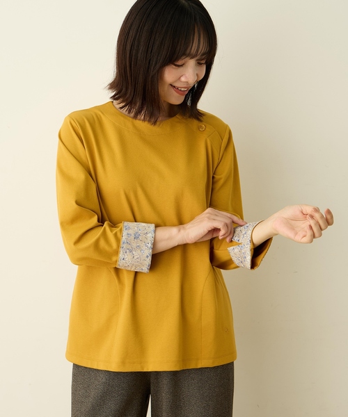DECOY SINCE 1981(デコイシンスイチキュウハチイチ)の「【Liberty】リバティプリントクルーネックプルオーバー(Tシャツ/カットソー・レディース・マスタード/ネイビー・M/L/LL)」の15枚目の写真