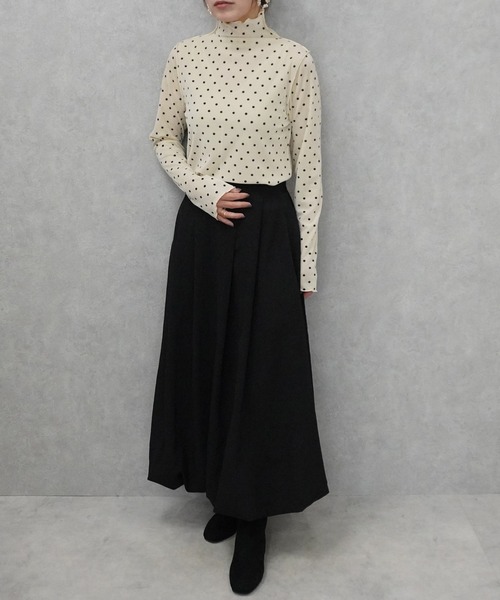 SELECT LEVERY(セレクトリベリー)の「ハイネックシアーフロッキードットプルオーバー(Tシャツ/カットソー・レディース・ブラウン/ライトベージュ/オフホワイト・MEDIUM)」の11枚目の写真
