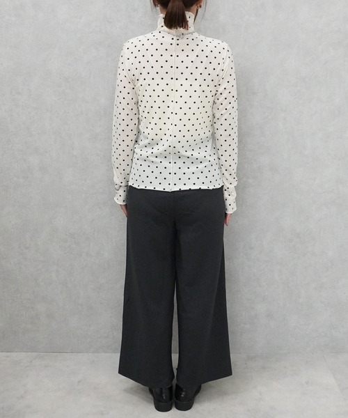 SELECT LEVERY(セレクトリベリー)の「ハイネックシアーフロッキードットプルオーバー(Tシャツ/カットソー・レディース・ブラウン/ライトベージュ/オフホワイト・MEDIUM)」の22枚目の写真