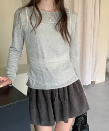【Chiina】シアーキャミレイヤード長袖トップス