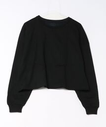 【HANES/ヘインズ】【独自製法で生み出したこだわりの”先染めBLACK”】KURO for HER クロップドワイドロンＴ クルーネック シンプル 無地 クリーン ブラインドステッチ
