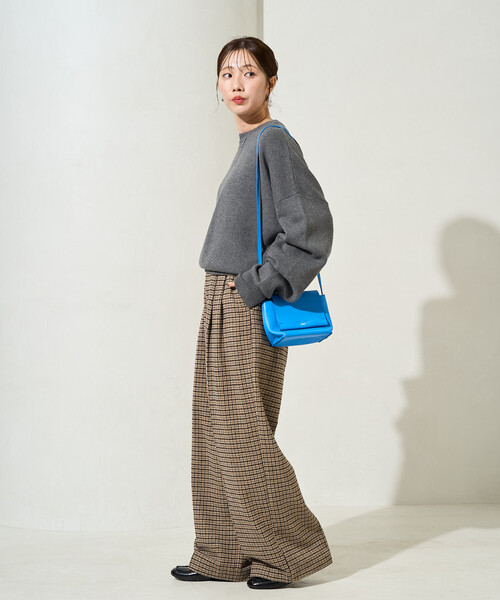 FREAK'S STORE(フリークスストア)の「限定展開 <セットアップ対応>ウールライク チェック タック パンツ(スラックス・レディース・ベージュ/ブラウン・MEDIUM/SMALL)」の13枚目の写真