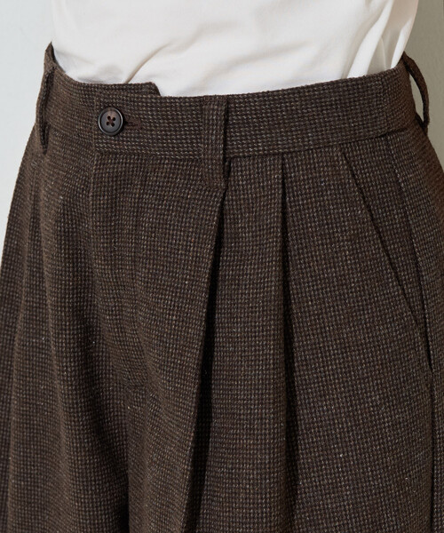 FREAK'S STORE(フリークスストア)の「限定展開 <セットアップ対応>ウールライク チェック タック パンツ(スラックス・レディース・ベージュ/ブラウン・MEDIUM/SMALL)」の8枚目の写真