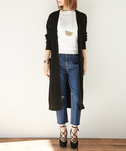 SLY（スライ）の「COTTON HGガウン-S（カーディガン/ボレロ・レディース・ブラック/トップグレー/ネイビー/レッド・FREE）」の2枚目の写真