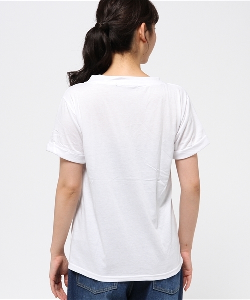 VENCEEXCHANGE（ヴァンスエクスチェンジ）の「ユルVネックTシャツ              （Tシャツ/カットソー・レディース・オフホワイト/グレー/オレンジ/コーラル/ブラック・MEDIUM）」の7枚目の写真