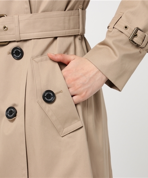 BLUE LABEL CRESTBRIDGE トレンチコート　ベージュフード美品 セール】【一部店舗限定】ライトビーバーダブルブレストトレンチ