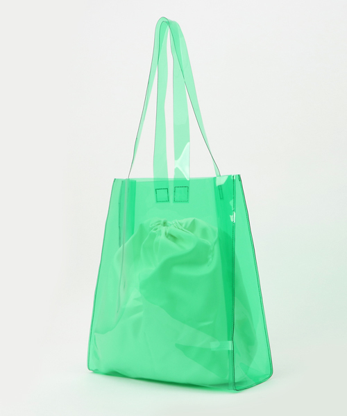WEGO（ウィゴー）の「WEGO/巾着付クリアトートバッグ（トートバッグ・レディース・ホワイト系その他/イエロー/グリーン・FREE）」の4枚目の写真
