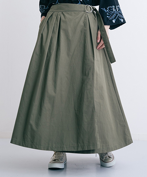 MERLOT(メルロー)の「リングベルトフレアラップスカート0043(スカート・レディース・ベージュ/マスタード/ブラック/カーキ・FREE)」の3枚目の写真