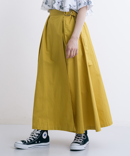 MERLOT(メルロー)の「リングベルトフレアラップスカート0043(スカート・レディース・ベージュ/マスタード/ブラック/カーキ・FREE)」の4枚目の写真