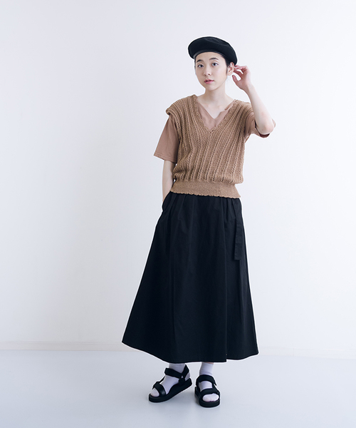 MERLOT(メルロー)の「リングベルトフレアラップスカート0043(スカート・レディース・ベージュ/マスタード/ブラック/カーキ・FREE)」の11枚目の写真