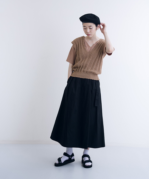 MERLOT(メルロー)の「リングベルトフレアラップスカート0043(スカート・レディース・ベージュ/マスタード/ブラック/カーキ・FREE)」の12枚目の写真