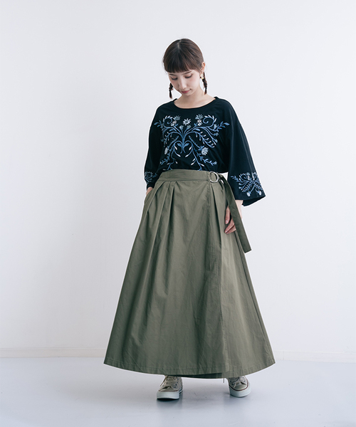 MERLOT(メルロー)の「リングベルトフレアラップスカート0043(スカート・レディース・ベージュ/マスタード/ブラック/カーキ・FREE)」の16枚目の写真