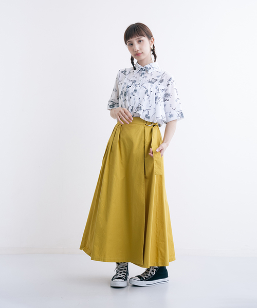 MERLOT(メルロー)の「リングベルトフレアラップスカート0043(スカート・レディース・ベージュ/マスタード/ブラック/カーキ・FREE)」の18枚目の写真