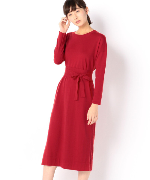 Liesse リエス の ニットソーウエスト紐付きワンピース ワンピース Wear Liesse リエス の ニットソーウエスト紐付きワンピース ワンピース Wear