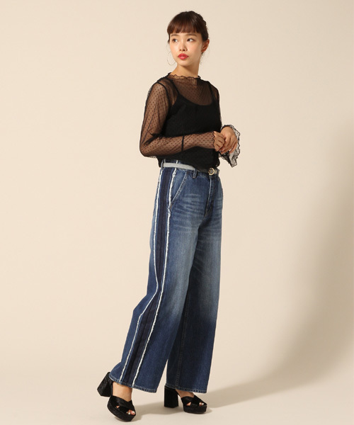 LOWRYS FARM(ローリーズファーム)の「★キャミソール付★ドットチュールブラウス 769287(Tシャツ/カットソー・レディース・オフホワイト/ブラック・MEDIUM/LARGE)」の9枚目の写真