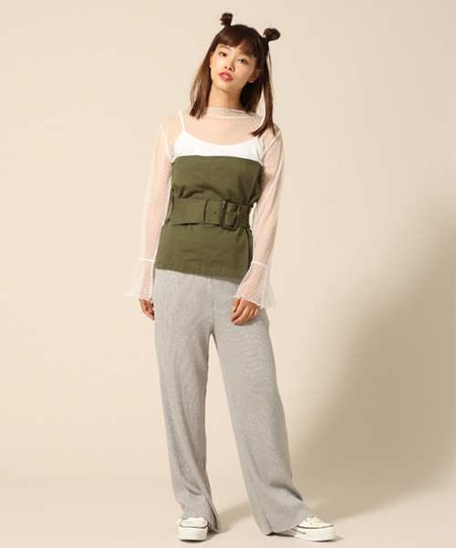 LOWRYS FARM(ローリーズファーム)の「★キャミソール付★ドットチュールブラウス 769287(Tシャツ/カットソー・レディース・オフホワイト/ブラック・MEDIUM/LARGE)」の8枚目の写真