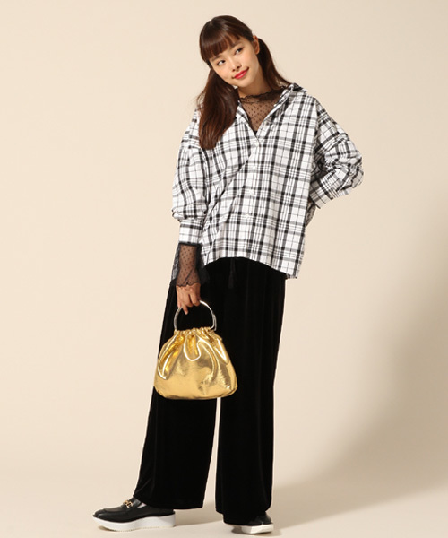 LOWRYS FARM(ローリーズファーム)の「★キャミソール付★ドットチュールブラウス 769287(Tシャツ/カットソー・レディース・オフホワイト/ブラック・MEDIUM/LARGE)」の5枚目の写真