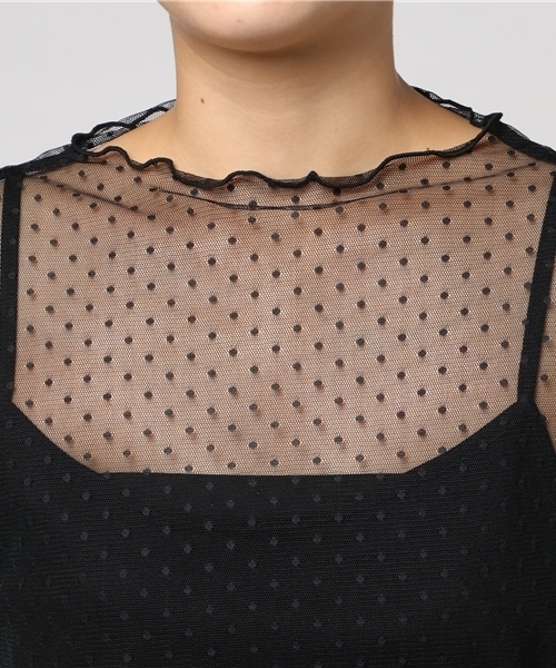 LOWRYS FARM(ローリーズファーム)の「★キャミソール付★ドットチュールブラウス 769287(Tシャツ/カットソー・レディース・オフホワイト/ブラック・MEDIUM/LARGE)」の13枚目の写真