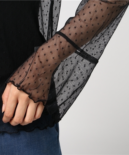 LOWRYS FARM(ローリーズファーム)の「★キャミソール付★ドットチュールブラウス 769287(Tシャツ/カットソー・レディース・オフホワイト/ブラック・MEDIUM/LARGE)」の12枚目の写真