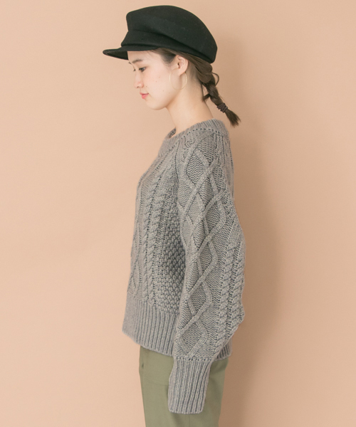 URBAN RESEARCH（アーバンリサーチ）の「ケーブルボリュームニット（ニット/セーター・レディース・オフホワイト/グレー/グリーン/イエロー・FREE）」の13枚目の写真