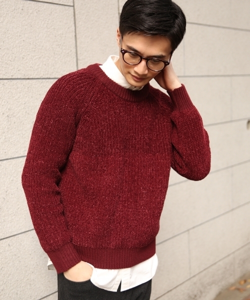 GLOBAL WORK（グローバルワーク）の「5ゲージモールアゼニットプルオーバー/774751（ニット/セーター・メンズ・ブルー系その他/ワインレッド/ホワイト/ブラック/ライトベージュ/ダークブラウン/ブラウン・X-LARGE/MEDIUM/LARGE/SMALL）」の7枚目の写真
