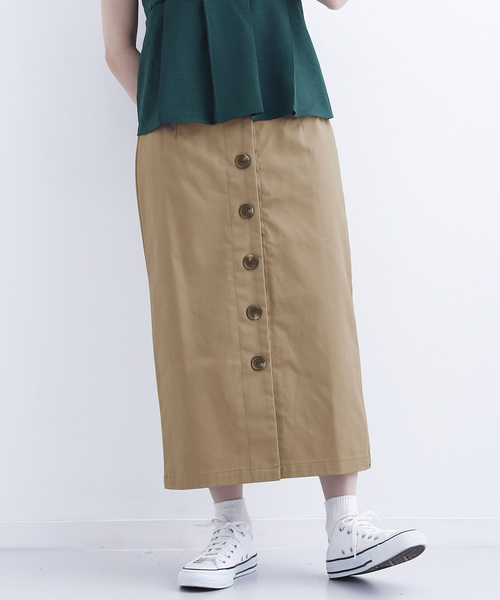 MERLOT（メルロー）の「フロントボタンハイウエストタイトスカート715-0527（スカート・レディース・ベージュ/ネイビー/カーキ/ピンク・FREE）」の2枚目の写真