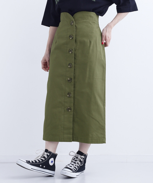 MERLOT（メルロー）の「フロントボタンハイウエストタイトスカート715-0527（スカート・レディース・ベージュ/ネイビー/カーキ/ピンク・FREE）」の3枚目の写真