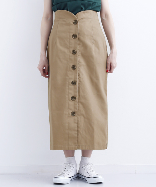 MERLOT（メルロー）の「フロントボタンハイウエストタイトスカート715-0527（スカート・レディース・ベージュ/ネイビー/カーキ/ピンク・FREE）」の10枚目の写真
