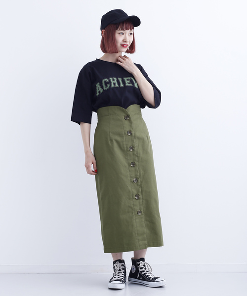 MERLOT（メルロー）の「フロントボタンハイウエストタイトスカート715-0527（スカート・レディース・ベージュ/ネイビー/カーキ/ピンク・FREE）」の14枚目の写真