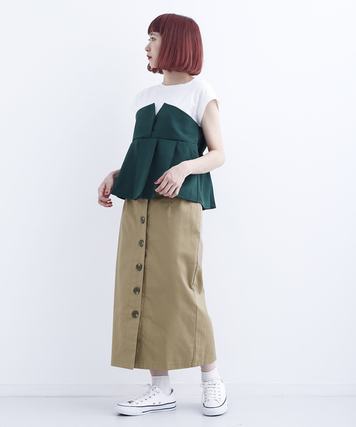 MERLOT（メルロー）の「フロントボタンハイウエストタイトスカート715-0527（スカート・レディース・ベージュ/ネイビー/カーキ/ピンク・FREE）」の17枚目の写真