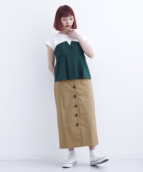 MERLOT（メルロー）の「フロントボタンハイウエストタイトスカート715-0527（スカート・レディース・ベージュ/ネイビー/カーキ/ピンク・FREE）」の18枚目の写真