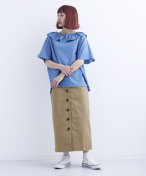 MERLOT（メルロー）の「フロントボタンハイウエストタイトスカート715-0527（スカート・レディース・ベージュ/ネイビー/カーキ/ピンク・FREE）」の19枚目の写真