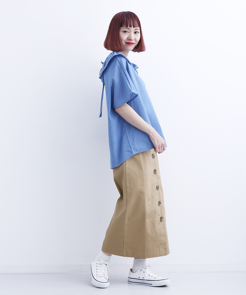 MERLOT（メルロー）の「フロントボタンハイウエストタイトスカート715-0527（スカート・レディース・ベージュ/ネイビー/カーキ/ピンク・FREE）」の20枚目の写真