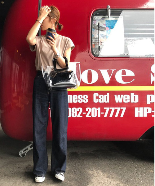 florist（フローリスト）の「【2点セット】ポーチ付き角ベルトクリアバッグ（PVC）（トートバッグ・レディース・ホワイト/ブラック/ベージュ/ブルー/シルバー/ゴールド・FREE）」の3枚目の写真