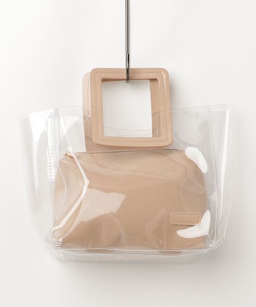 florist（フローリスト）の「【2点セット】ポーチ付き角ベルトクリアバッグ（PVC）（トートバッグ・レディース・ホワイト/ブラック/ベージュ/ブルー/シルバー/ゴールド・FREE）」の13枚目の写真