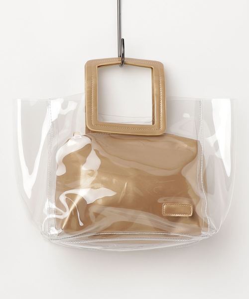 florist（フローリスト）の「【2点セット】ポーチ付き角ベルトクリアバッグ（PVC）（トートバッグ・レディース・ホワイト/ブラック/ベージュ/ブルー/シルバー/ゴールド・FREE）」の16枚目の写真