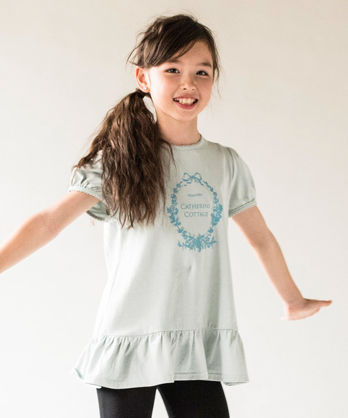 Catherine Cottage(キャサリンコテージ)の「ラメプリント コットンチュニックTシャツ(Tシャツ/カットソー・キッズ・ブルー/ピンク/ホワイト・120/110/100/90/130/80/140)」の2枚目の写真