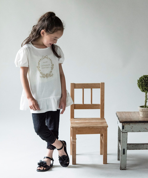 Catherine Cottage(キャサリンコテージ)の「ラメプリント コットンチュニックTシャツ(Tシャツ/カットソー・キッズ・ブルー/ピンク/ホワイト・120/110/100/90/130/80/140)」の7枚目の写真