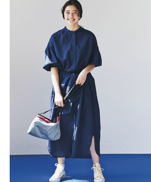 avecmoi(アヴェクモワ)の「アヴェクモワ ボリュームスリーブワンピース(シャツワンピース・レディース・ネイビー・SMALL/MEDIUM/LARGE/X-LARGE)」の1枚目の写真