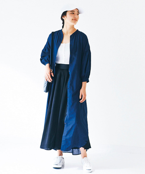 avecmoi(アヴェクモワ)の「アヴェクモワ ボリュームスリーブワンピース(シャツワンピース・レディース・ネイビー・SMALL/MEDIUM/LARGE/X-LARGE)」の10枚目の写真